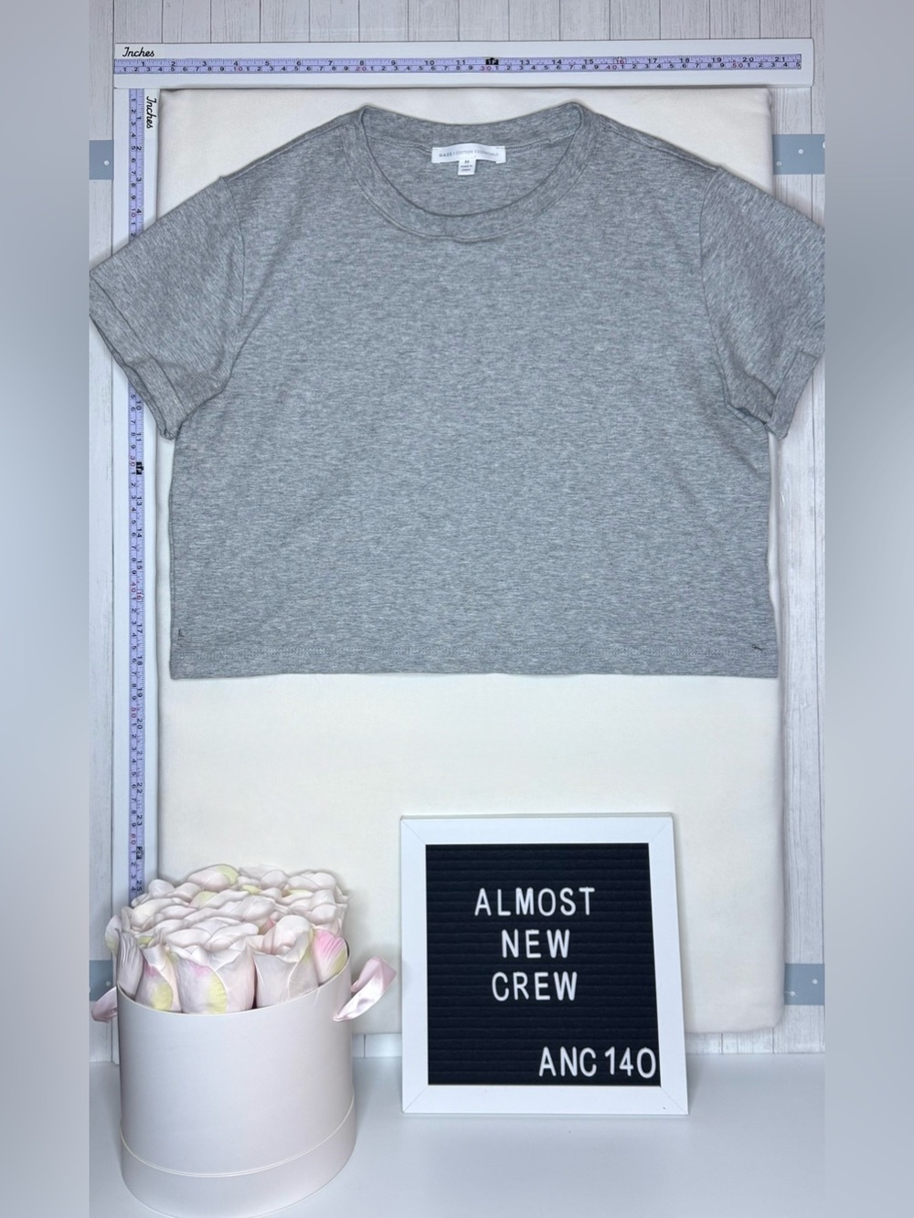 Gaze Cotton Essentials Gray Cropped Tee M